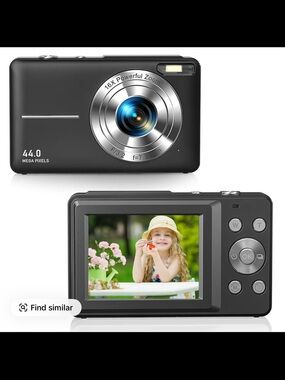 Black Compact Digital Camera with Accessories